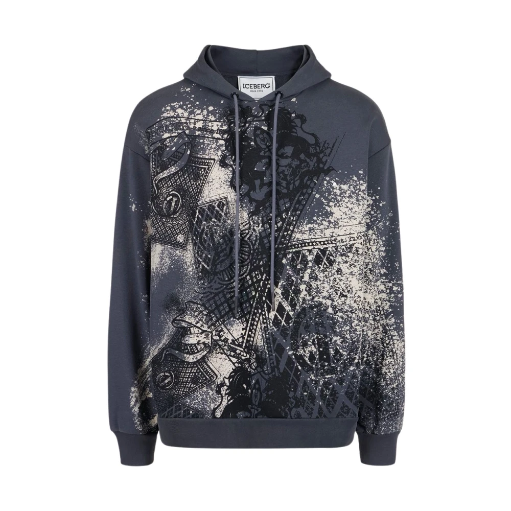 Iceberg Hoodie met prints Gray Heren