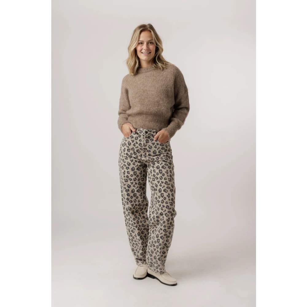By-Bar Luipaardprint Flared Jeans Multicolor Dames