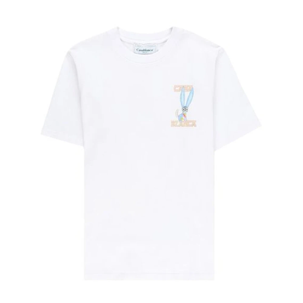 Casablanca Logo Print Katoenen T-shirt Wit White Heren