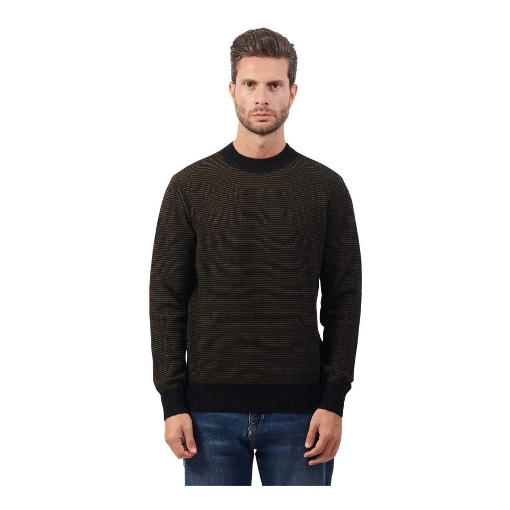 Hugo Boss Zwarte Sweater Regular Fit Bicolor Black Heren