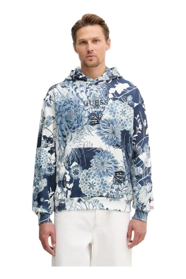 Huvtröja med blommigt tryck