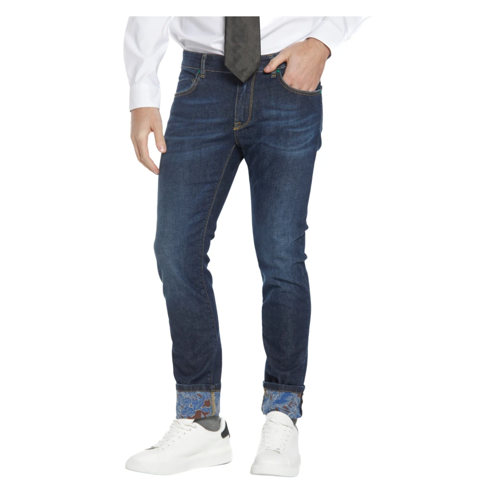 Mason's Blauwe Slim Fit Jeans met Patroon Details Blue Heren