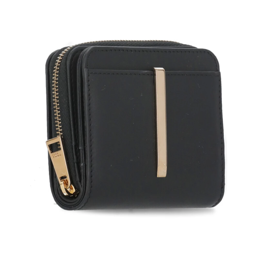 TOD'S Heren leren portemonnee met logo Black Dames