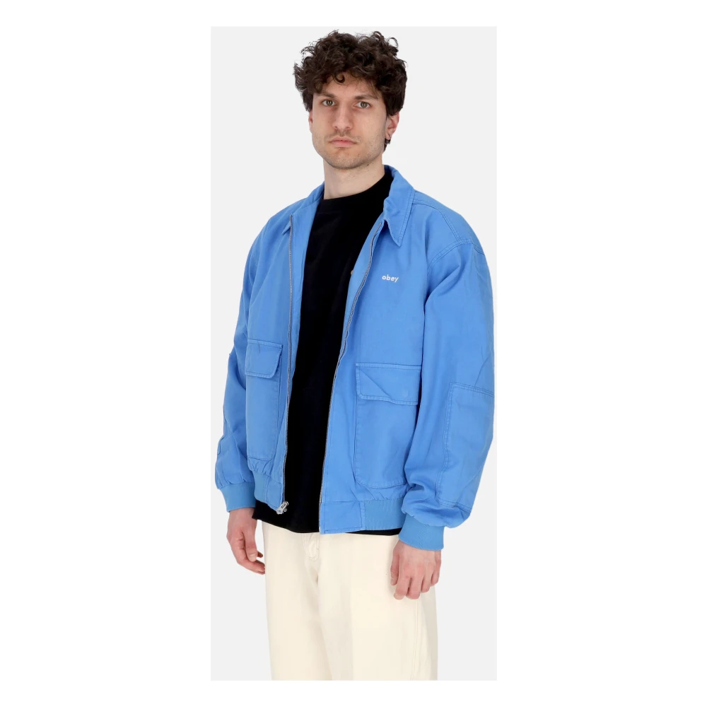 Obey Blauwe Bomberjack met Ritssluiting Blue Heren