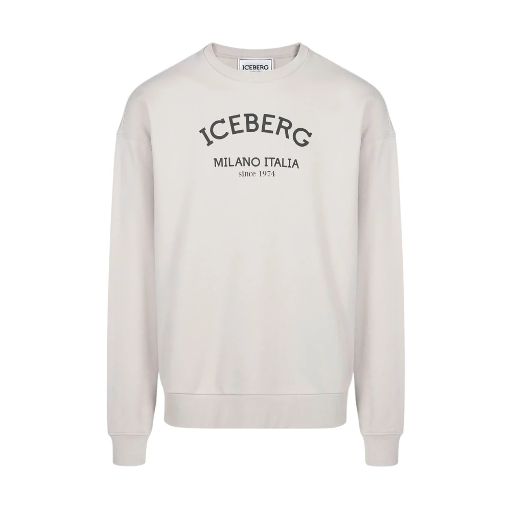 Iceberg Sweatshirt met ronde hals en logo Gray Heren