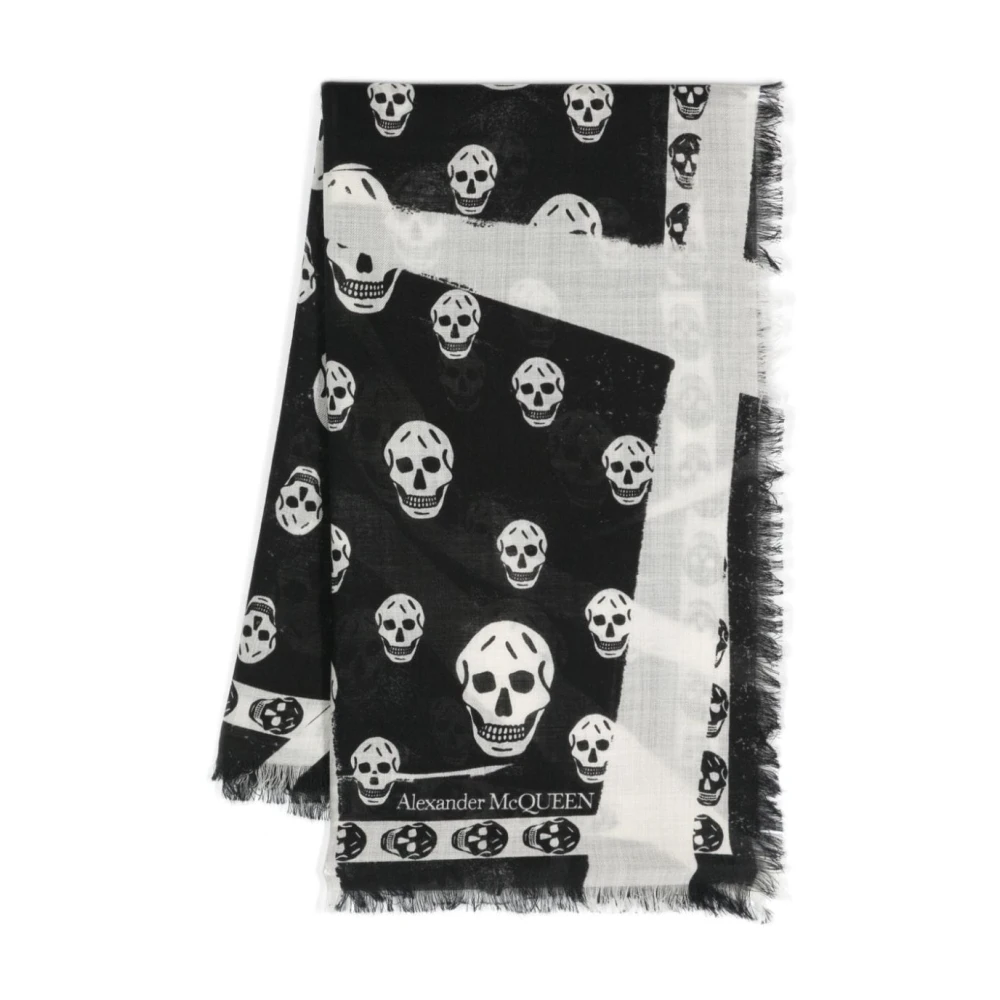 Alexander mcqueen Zwart Sjaal met Skull Print Black Dames