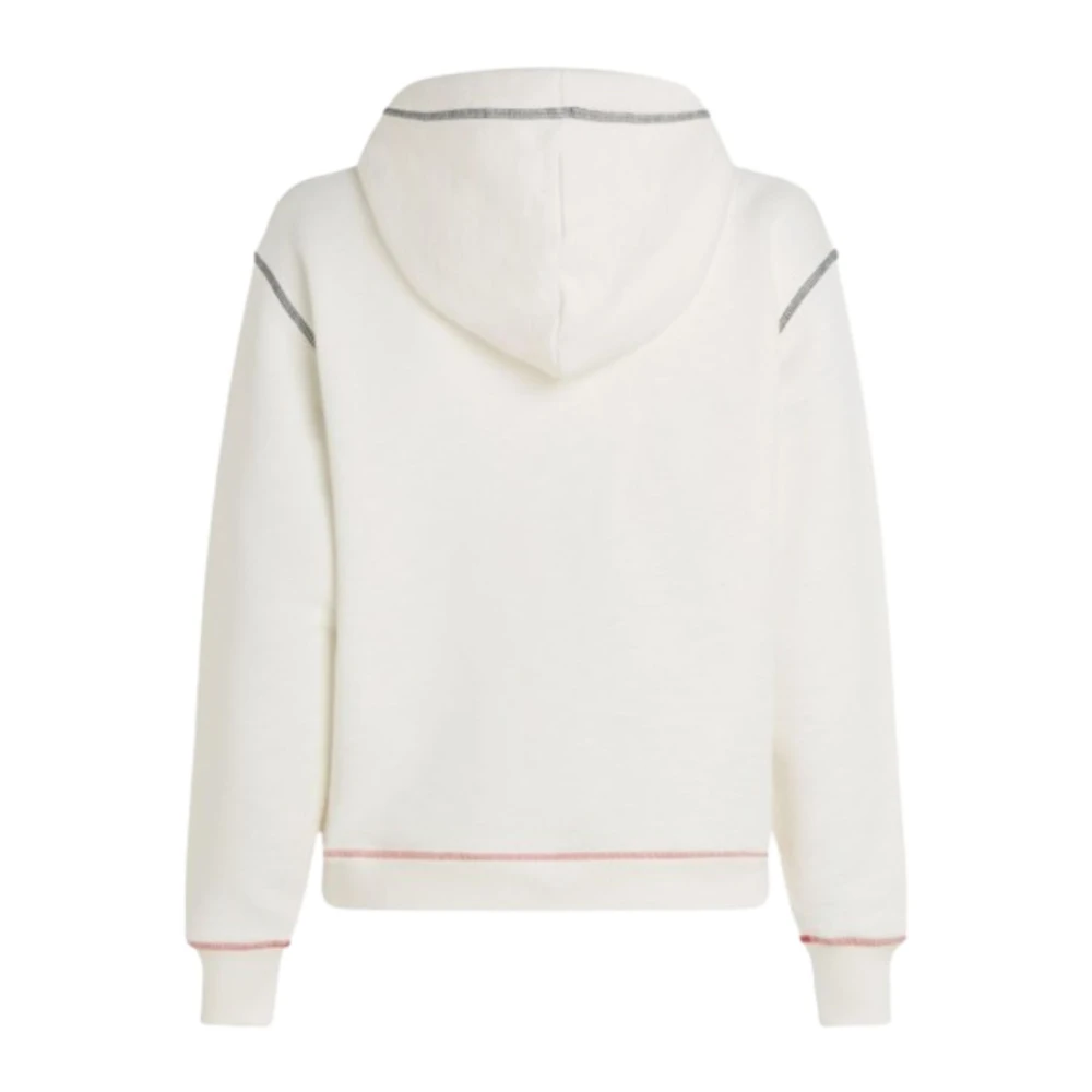 Tommy Hilfiger Moderne Gestreepte Hoodie voor Vrouwen White Dames