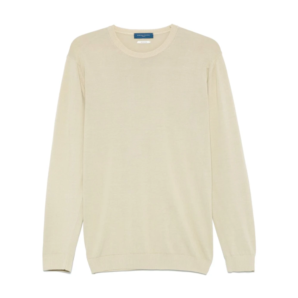 Daniele Fiesoli Beige Crew Neck Sweater Ribbed Beige Heren