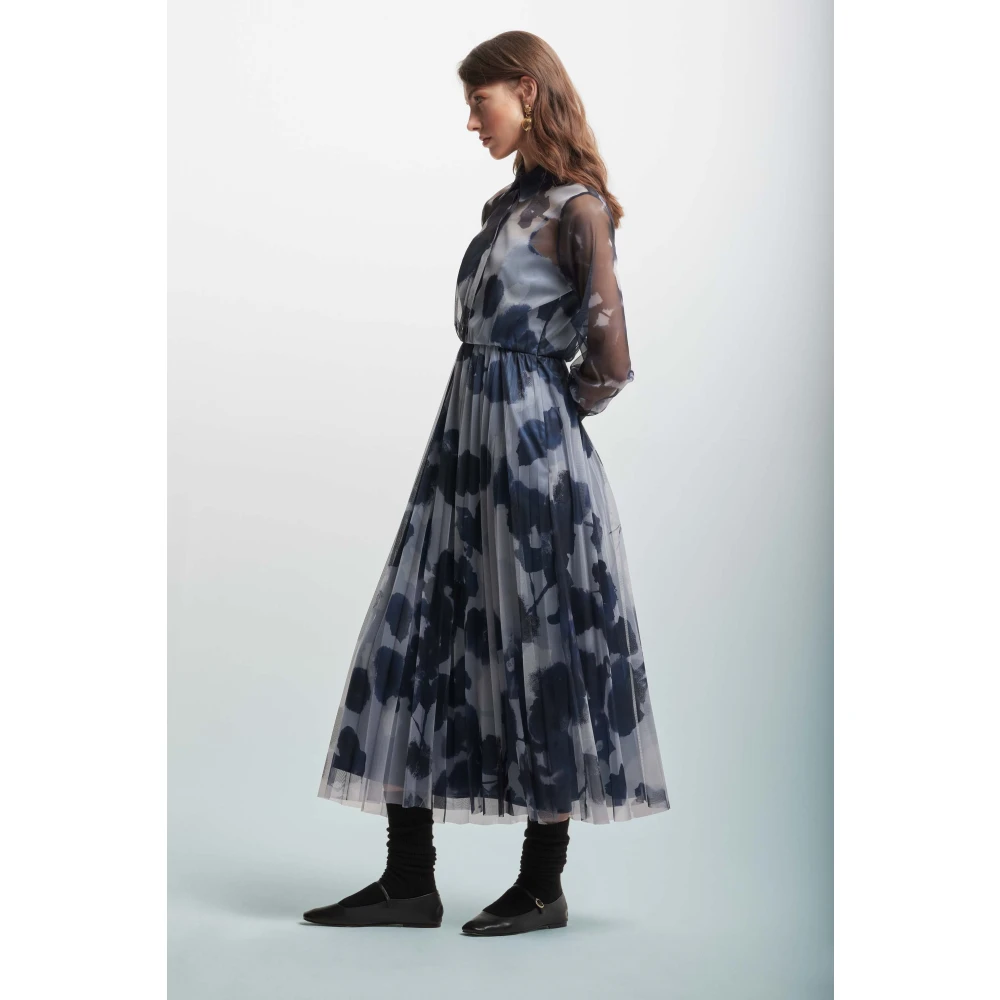 Kocca Blauwe Abstracte Gelaagde Jurk Blue Dames