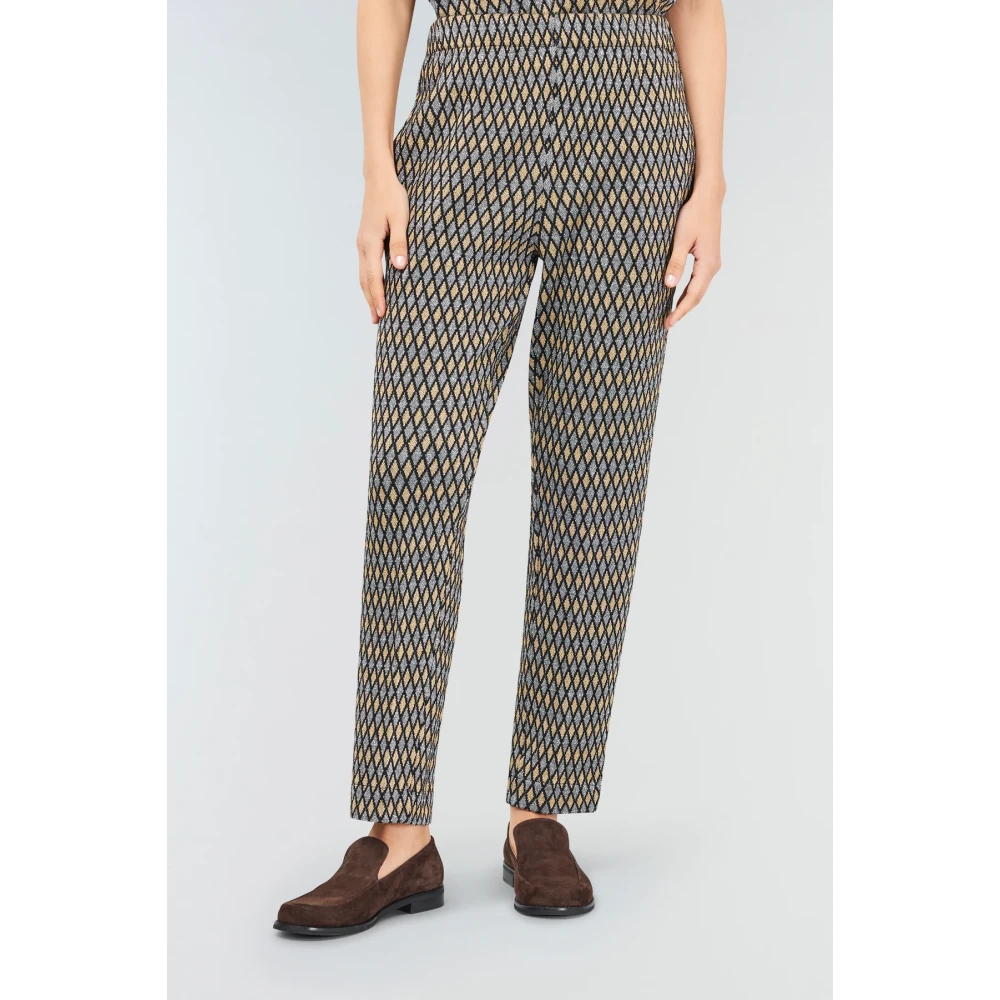 Semicouture Broek met diamantprint en elastische taille Gray Dames