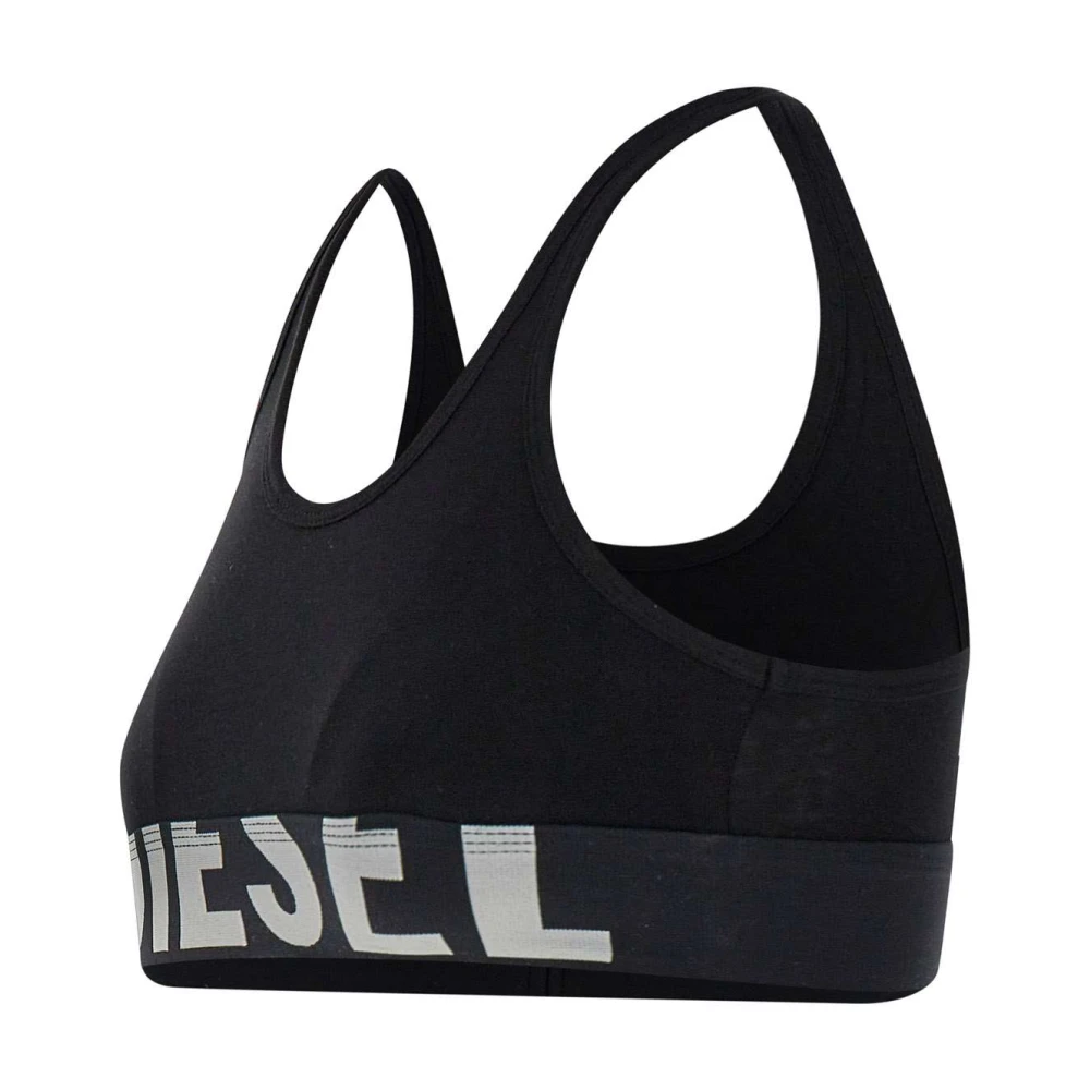 Diesel Zwarte Katoenen Bralette met Logoband Black Dames