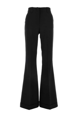 black-flared-leg-twill-pant