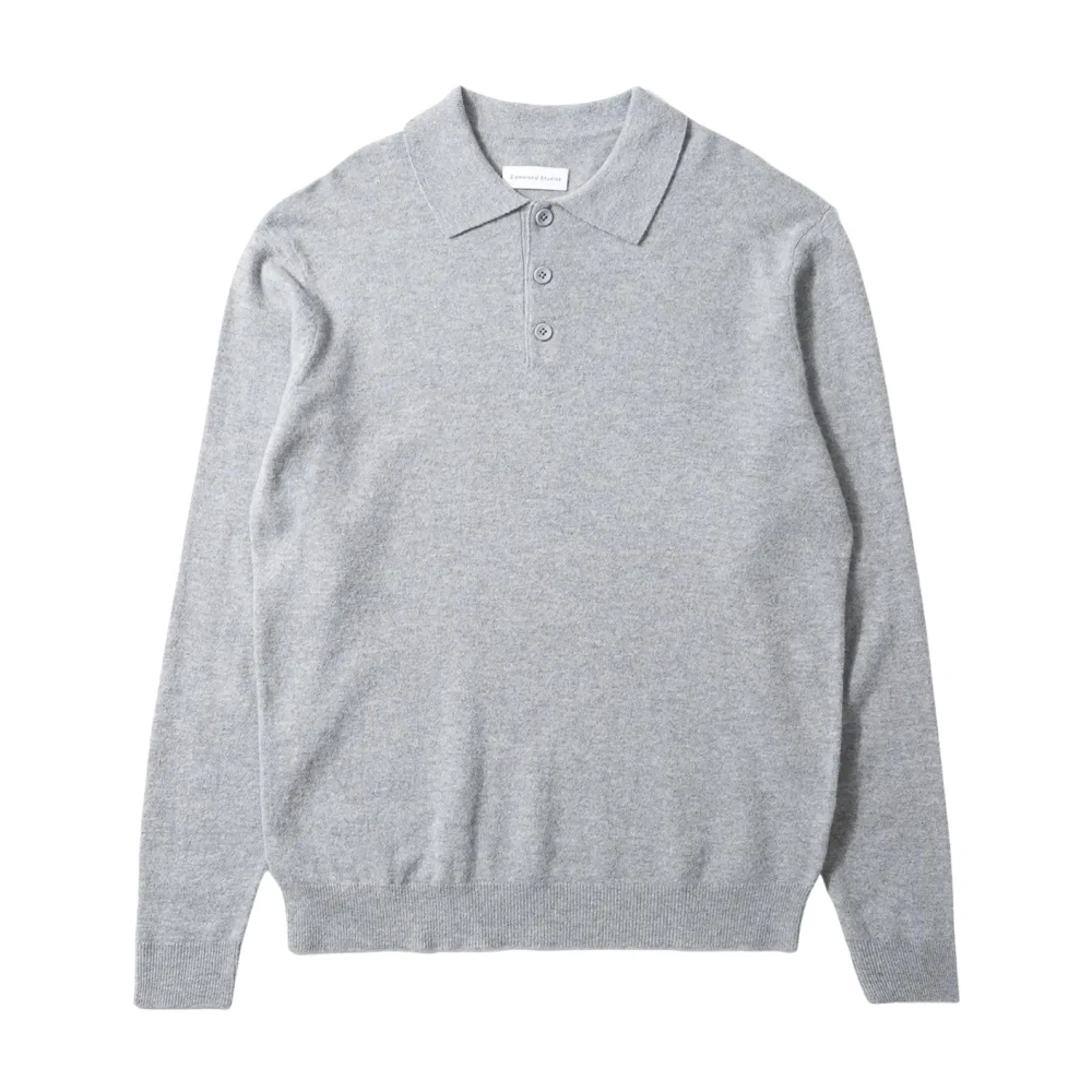 Edmmond Studios Men's Gray Wool Polo - Polo Shirts - M - Tops