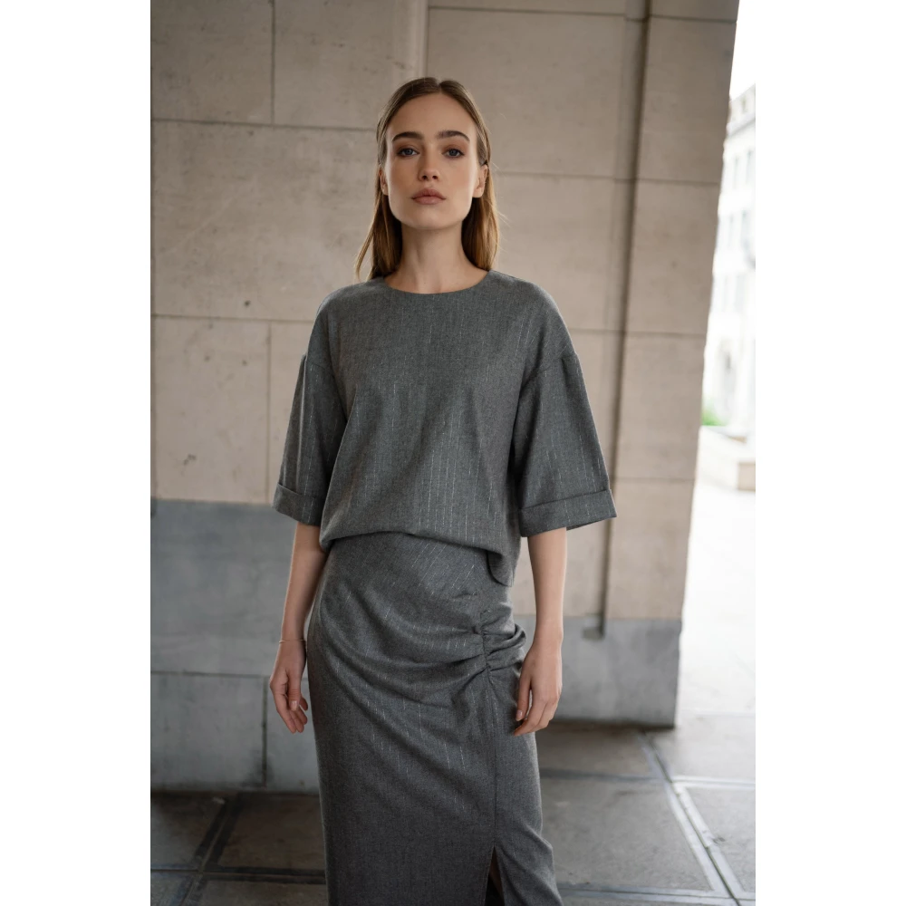 March23 Rok midi met bloemenprint Gray Dames