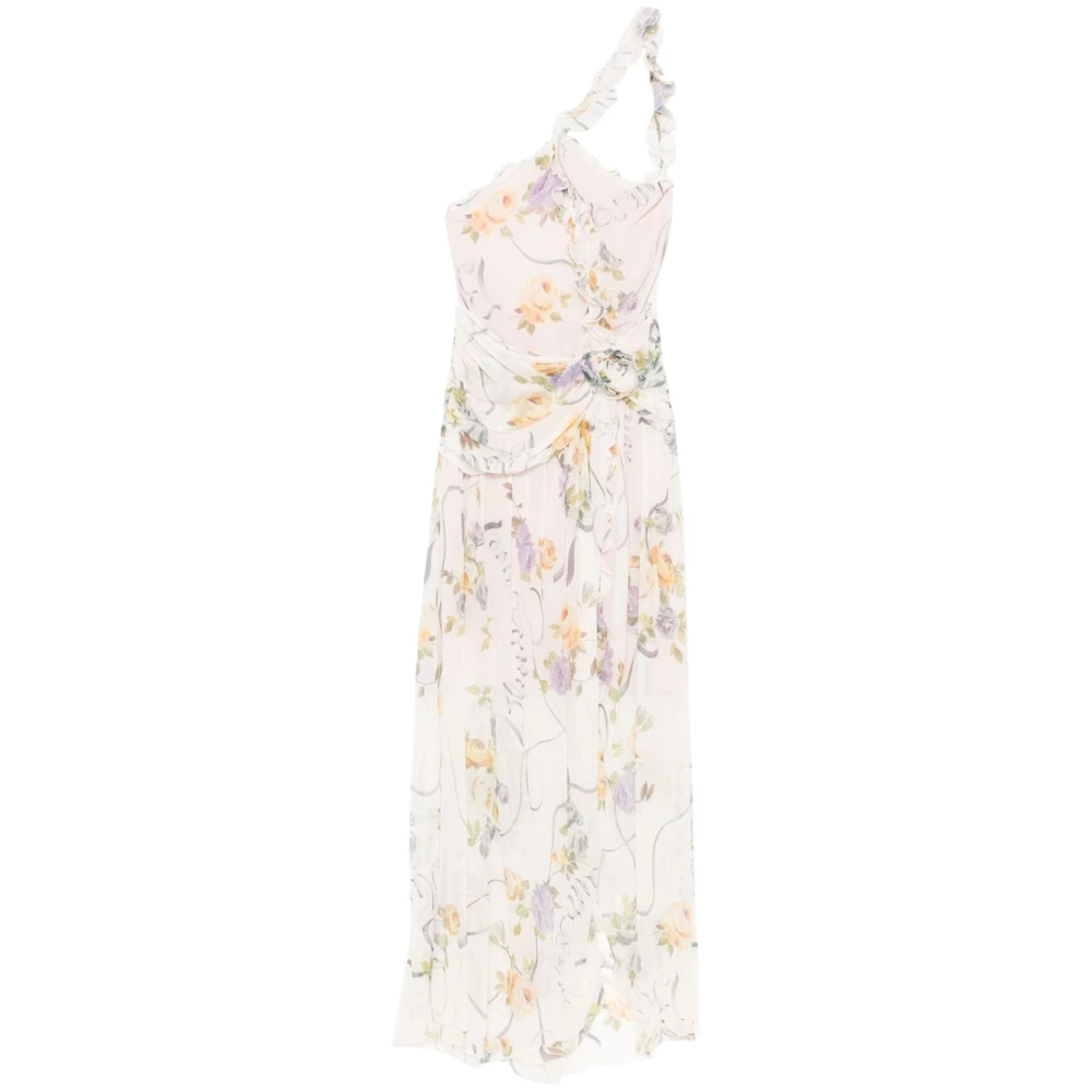 Blumarine Bloemen one-shoulder jurk met cut-out Multicolor Dames
