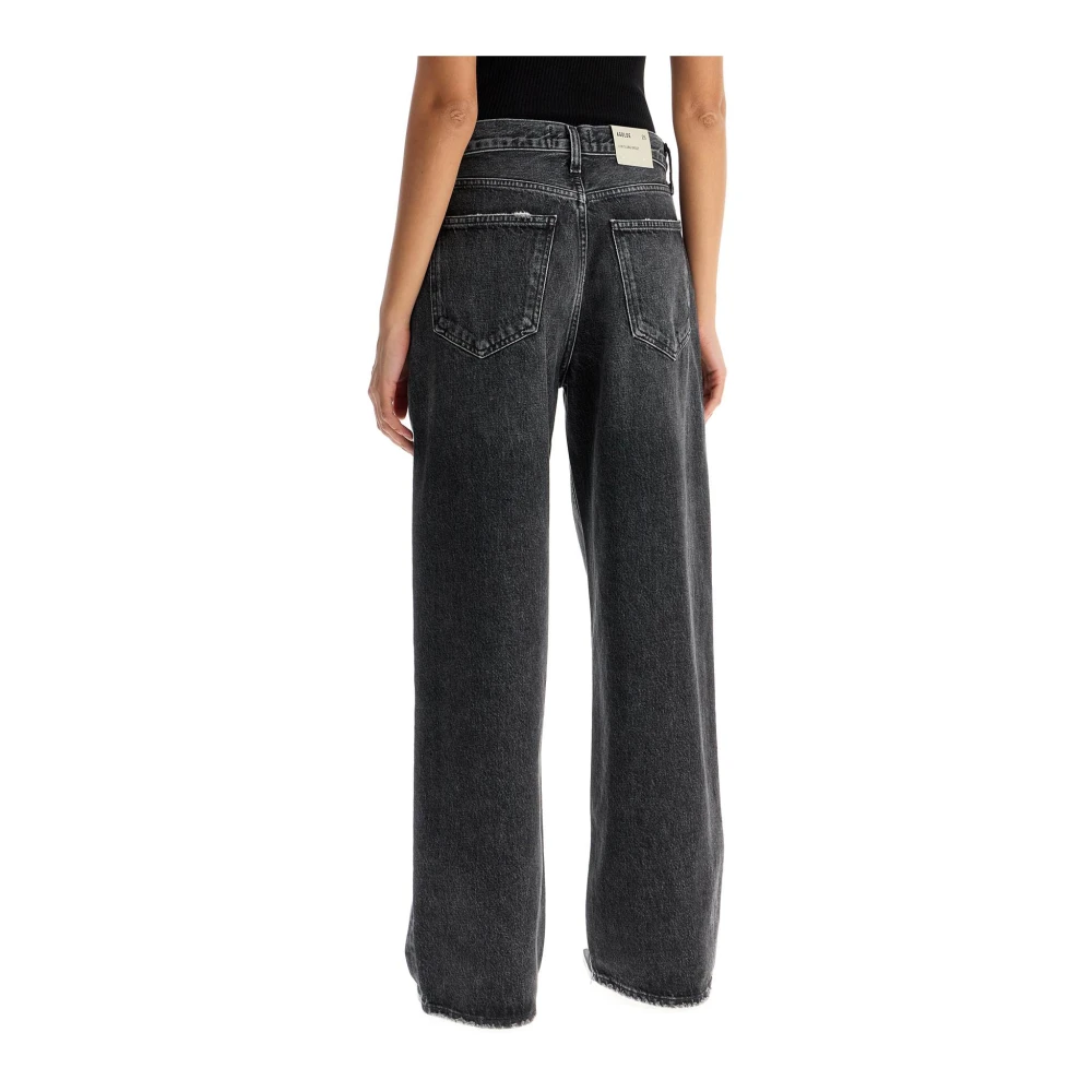 Agolde Zwarte Versleten Baggy Denim Jeans Black Dames