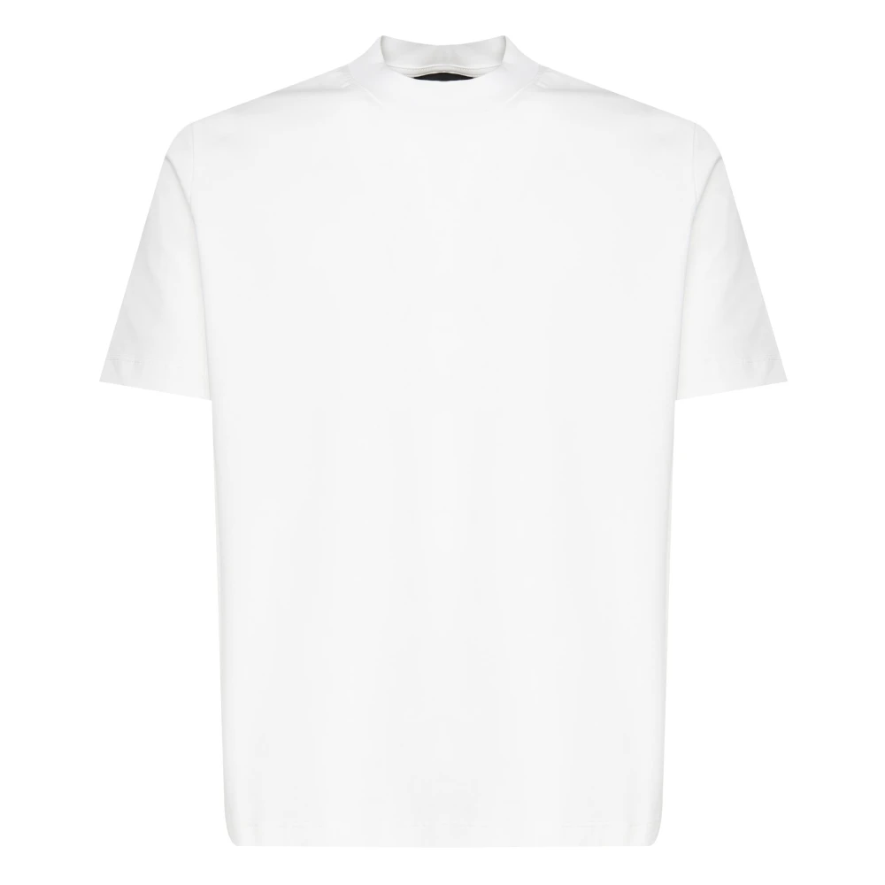 Giuliano Galiano Witte Katoenen T-shirt Ronde Kraag Halve Mouwen White Heren