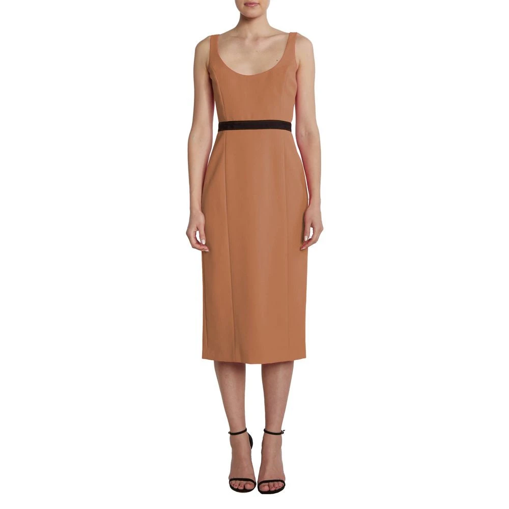 Pinko Bruine Mouwloze Crepe Jurk Brown Dames