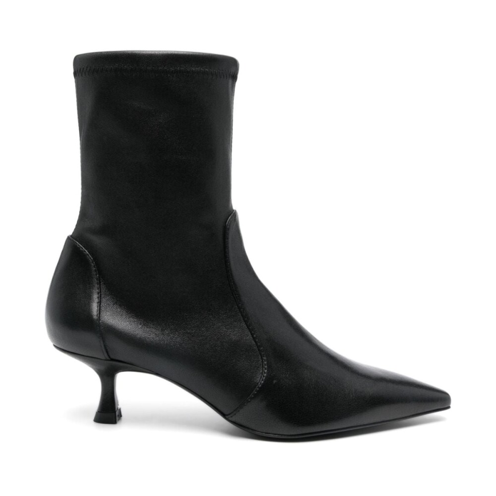 Black Leather Kitten Heel Boots Stuart Weitzman Women s Fashion Miinto