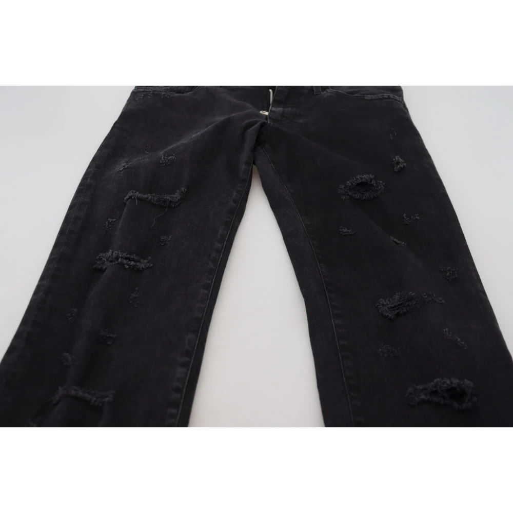Dolce & Gabbana Zwarte Versleten Denim Jeans Black Heren