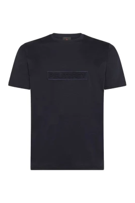 Blå logotyp T-shirt med relief