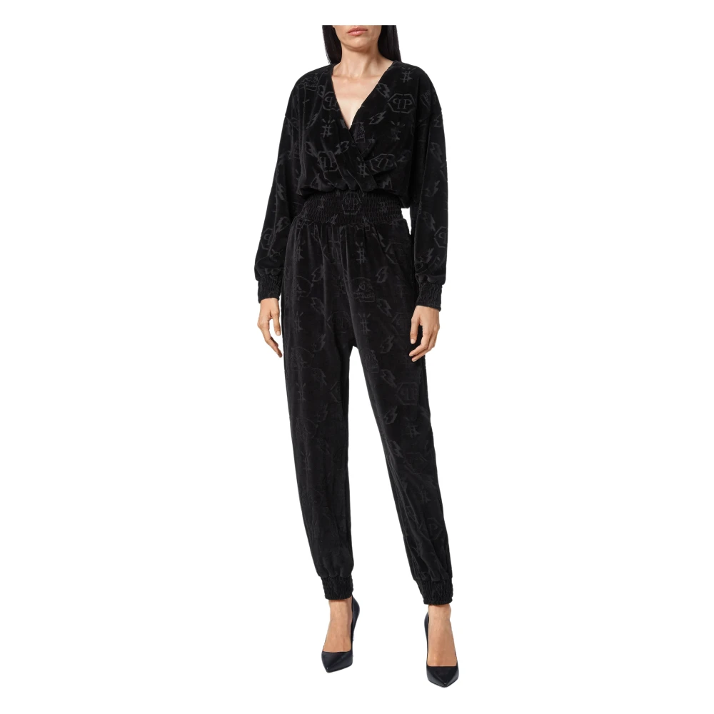Philipp Plein Women's Black Jumpsuit With Lasered Monogram