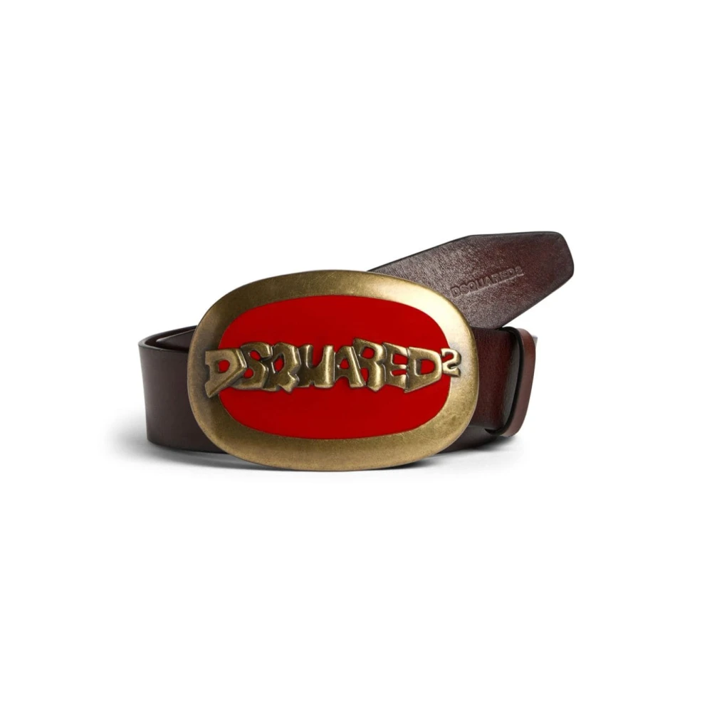 Dsquared2 Bruin Leren Logo Gesp Riem Brown Heren