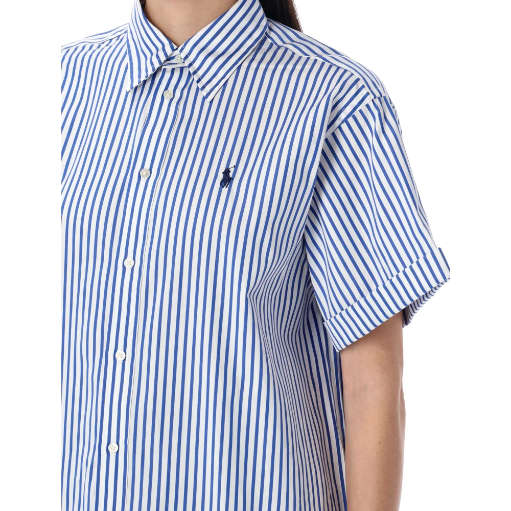 Ralph Lauren Gestreept Shirt met Korte Mouwen Blue Dames