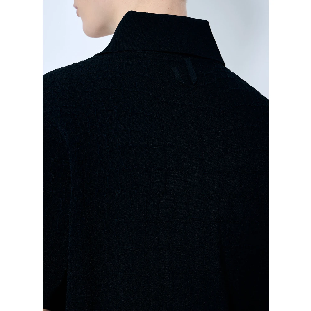 Jacquemus Gestructureerde Gebreide Polo Shirt Top Black Heren