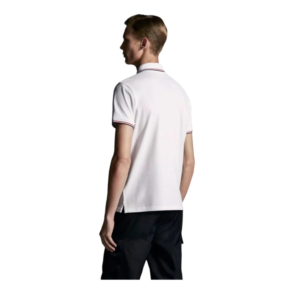Moncler Tricolour Trim Polo Shirt White Heren