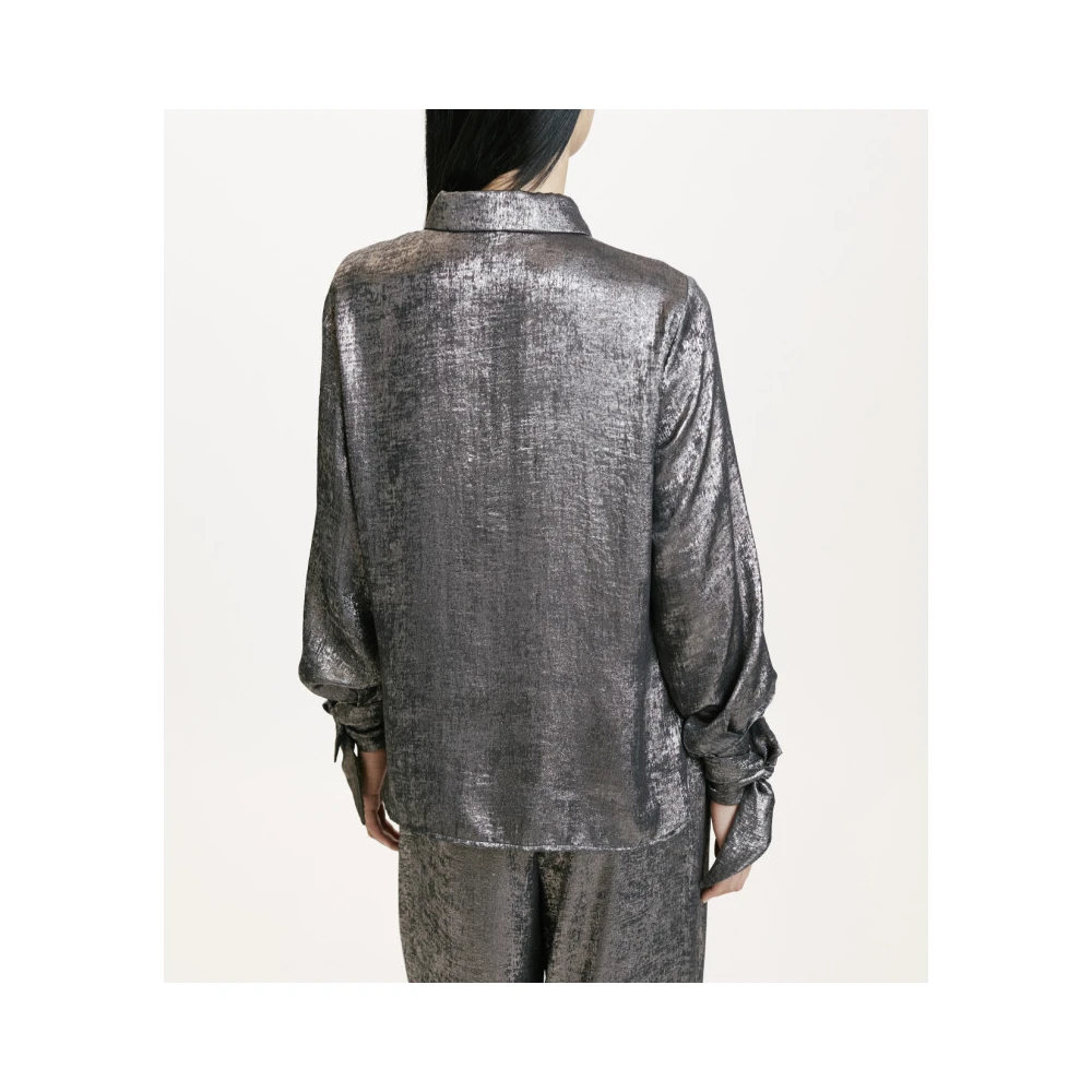 Momoni Zilveren blouse met sjaaldetail Gray Dames