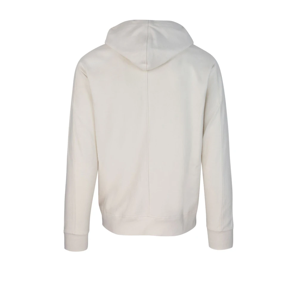 Paolo Pecora Witte Hoodie Met Rits Regular Fit Sweater White Heren