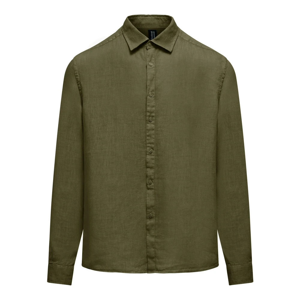 Bomboogie Uomo Verde - Camicia A Maniche Lunghe In Lino - Shirts - L