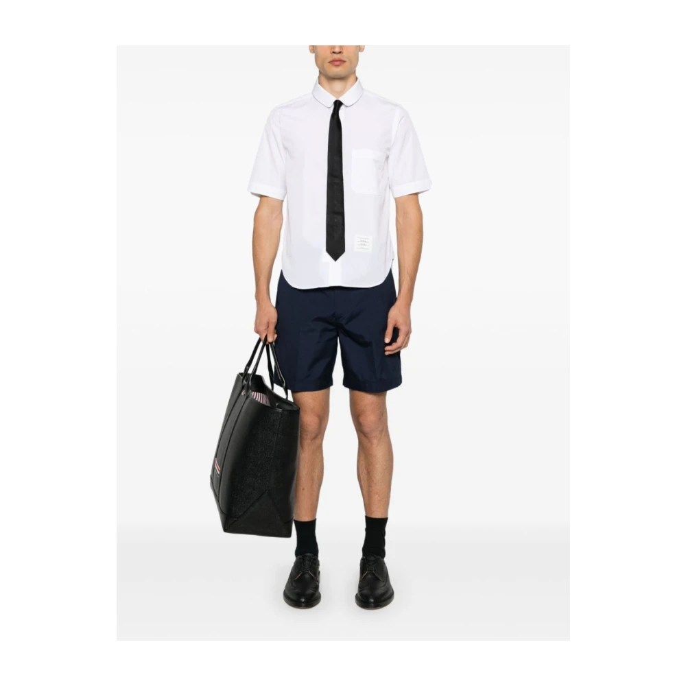 Thom Browne Witte Poplin Overhemd met RWB Streep White Heren