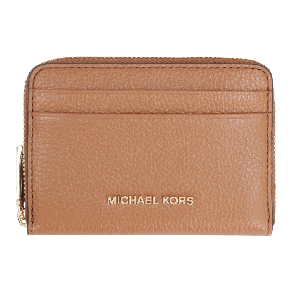 Michael Kors Women's Brown Grainy Leather Wallet With Zip Closure