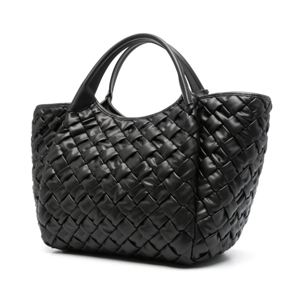 Emporio Armani Zwarte tas met gevlochten ontwerp en logohanger Black Dames