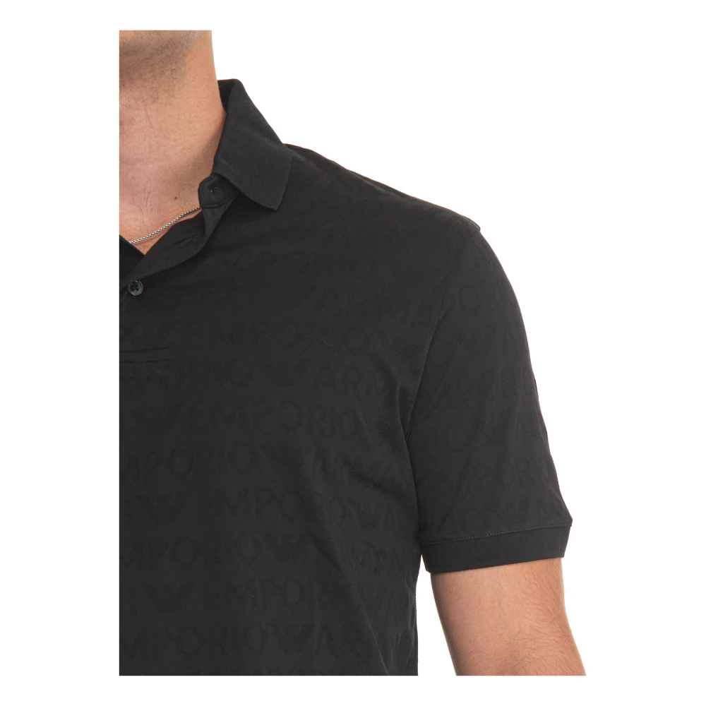 Emporio Armani Polo Shirt met Logo en 3 Knopen Black Heren