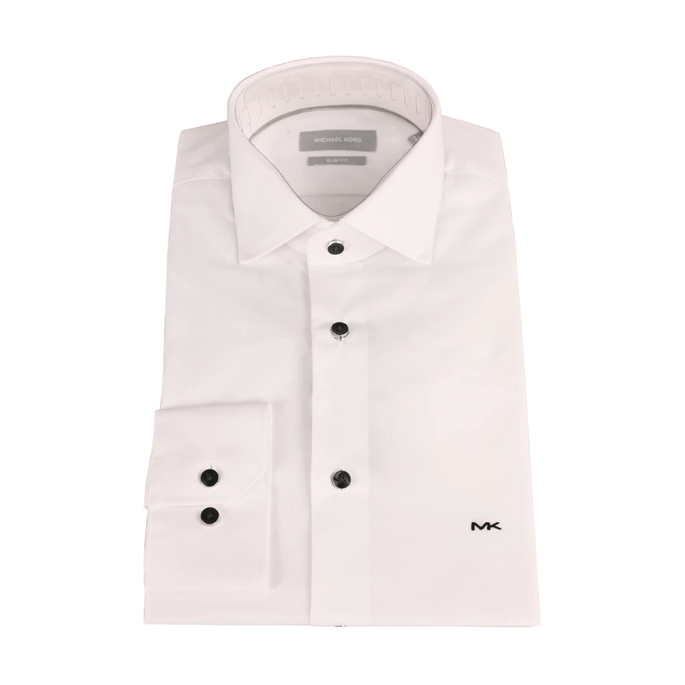 Michael Kors Heren Casual Poplin Contrast Overhemd White Heren