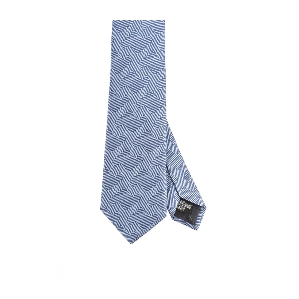 Emporio Armani Zijden Geometrische Heren Stropdas Blue Heren