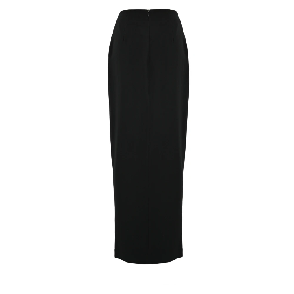 Elisabetta Franchi Lange zwarte rok met zijsplit voor dames Black Dames