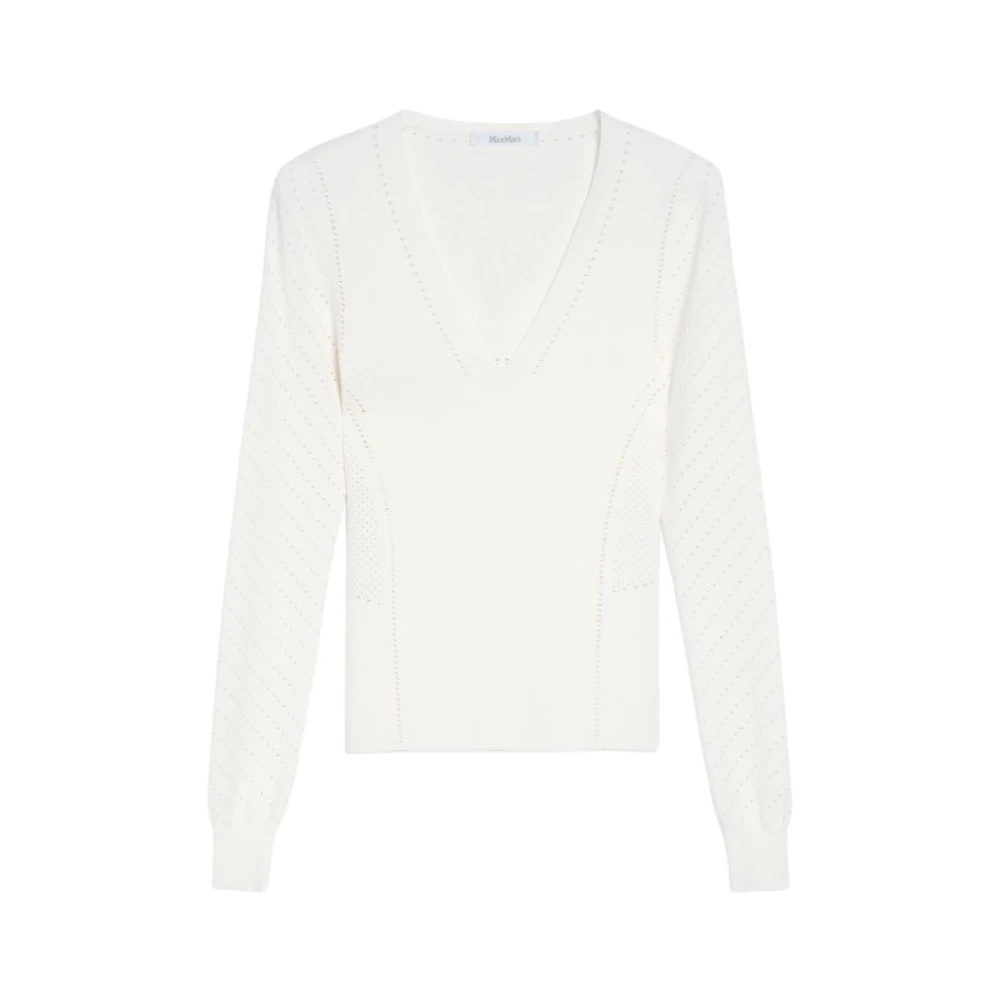 Max Mara Witte Kant Gebreide Trui White Dames