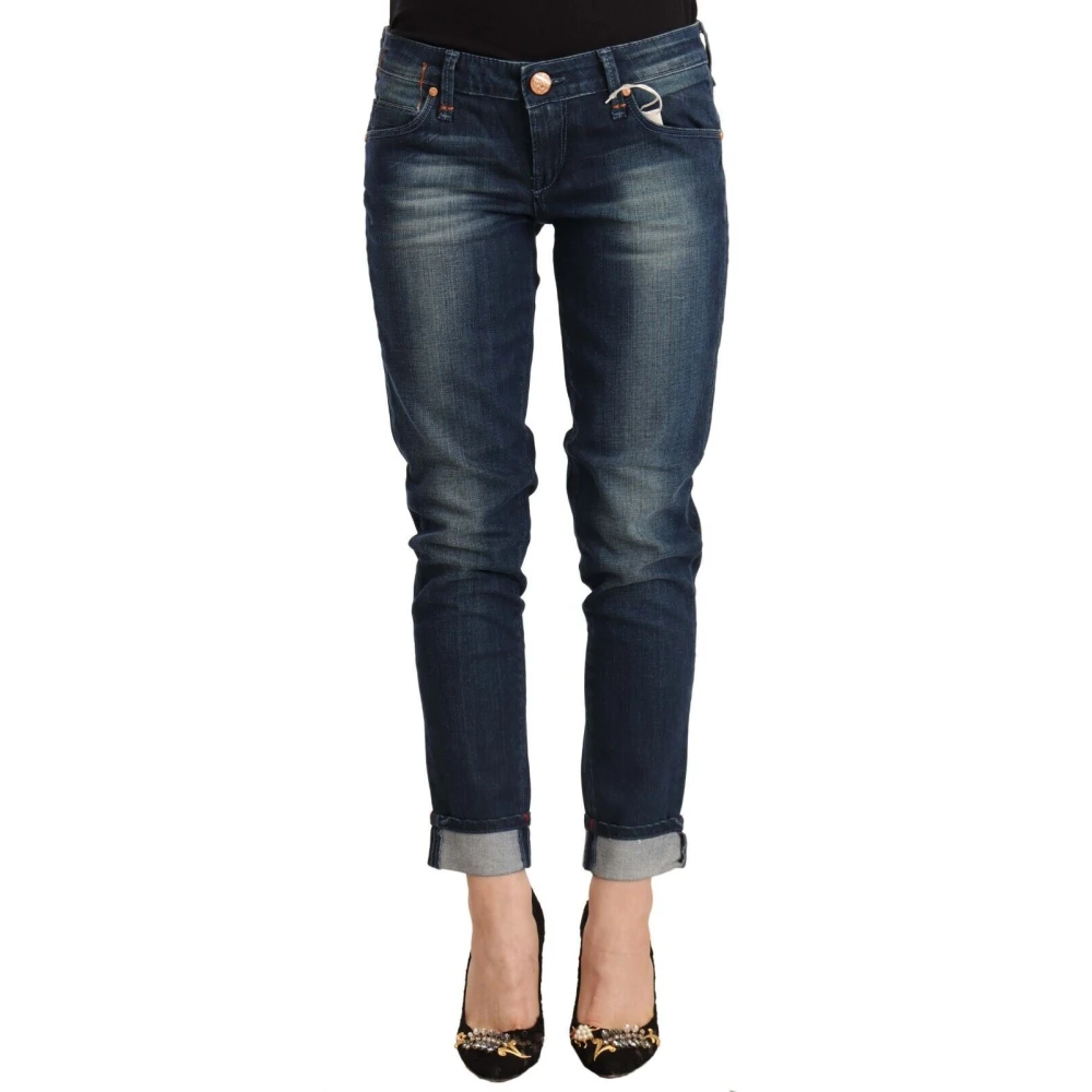 Acht Women's Blue Slim Fit Jeans, W28, Low Waist Skinny Denim Folded Hem Jeans