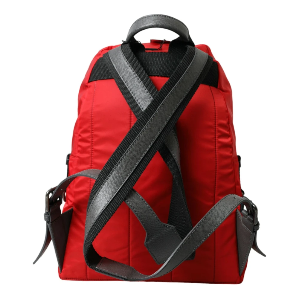 Dolce & Gabbana Elegante rode nylon-leren rugzak Red Heren