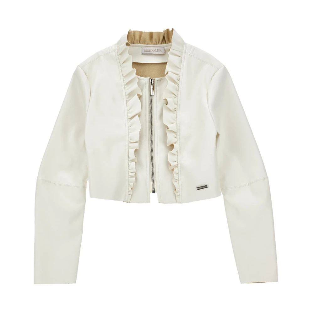 Monnalisa Girls White Bolero Effetto Spalmato - Light Jackets - 12 Y - Kids