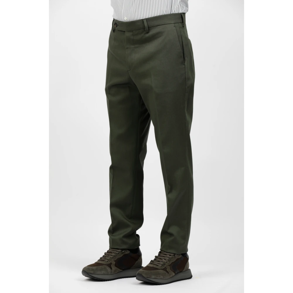 Berwich Relaxed Fit Katoen Stretch Crop Broek Green Heren