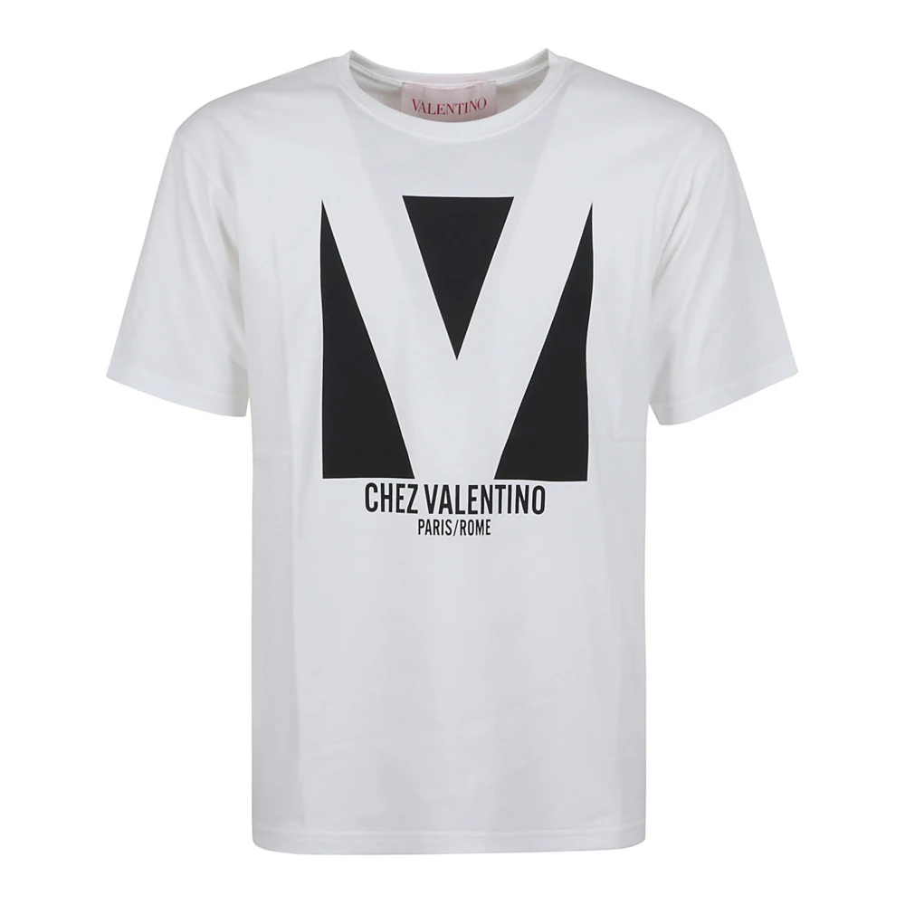 Valentino Garavani Zwart Logo Print Crew Neck T-Shirt White Heren