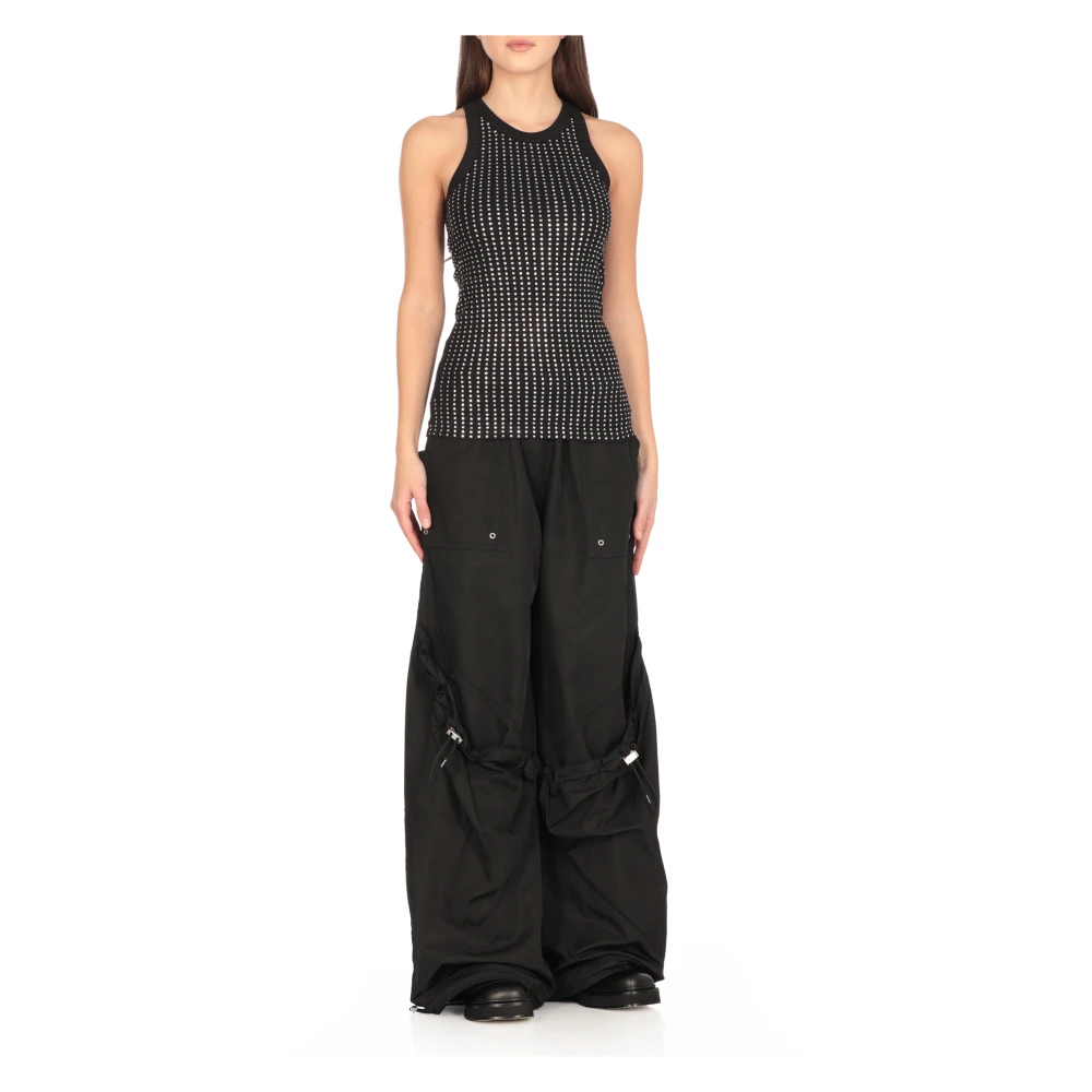 The Attico Zwarte Pailletten Katoenen Top Black Dames