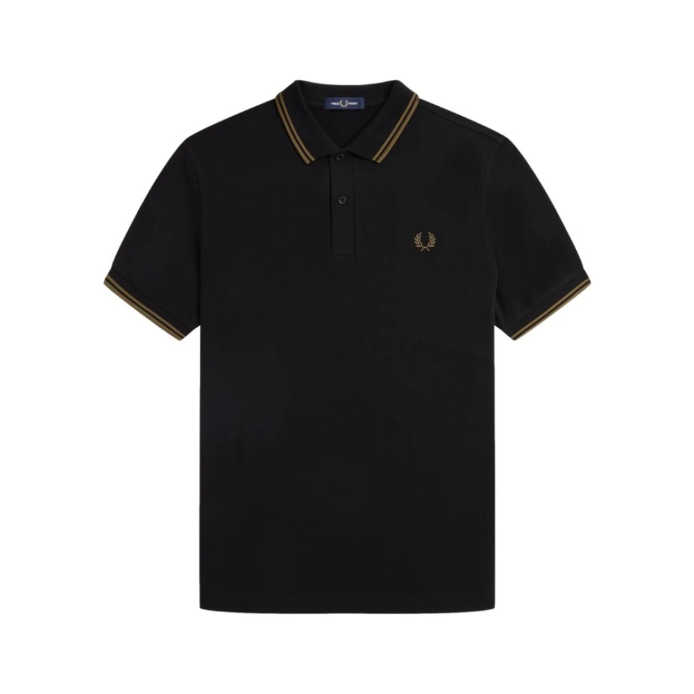 Fred Perry Svart/Guld Twin Tipped Polo Skjorta Black, Herr