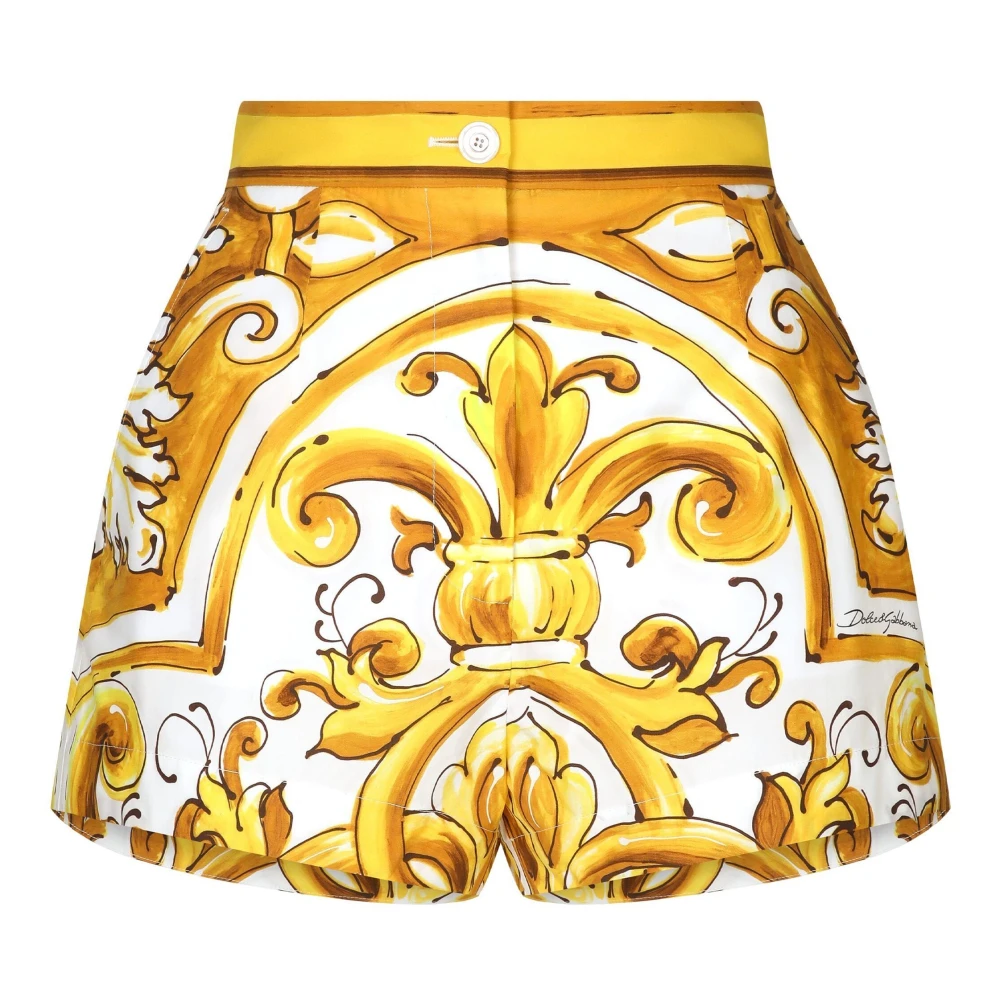 Dolce & Gabbana Majolica Print High-Waisted Shorts Multicolor Dames