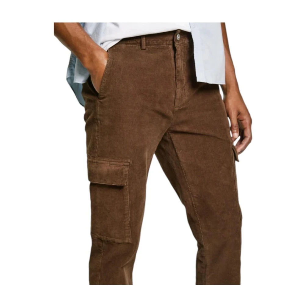 Pepe Jeans Slim Cargo Corduroy Broek Brown Heren